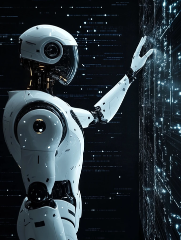 机器人手指触碰全息屏幕