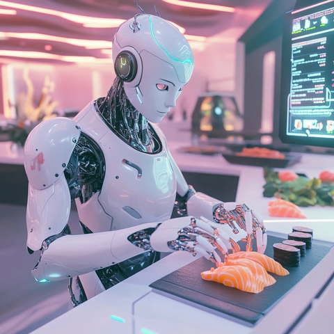 机器人寿司师傅精细制作寿司