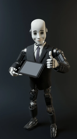 机器人手持平板展示点赞