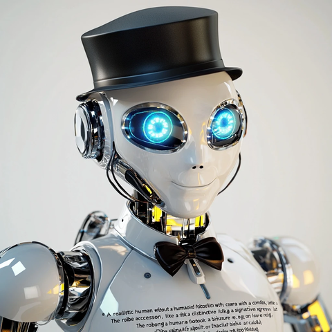 机器人戴礼帽看向镜头
