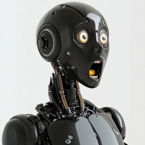 黑色机器人震惊望右