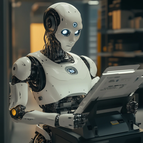 机器人手持打印机特写