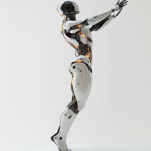 机器人举起透明平台