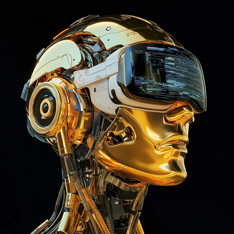 机械头颅佩戴增强现实眼镜