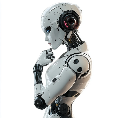 机器人思考插画全身像