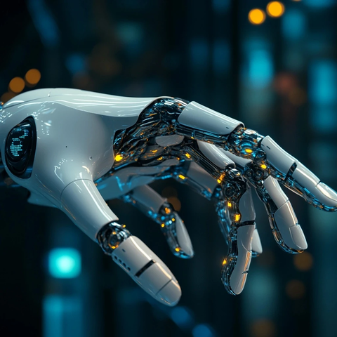 机器人与赛博格手指接触