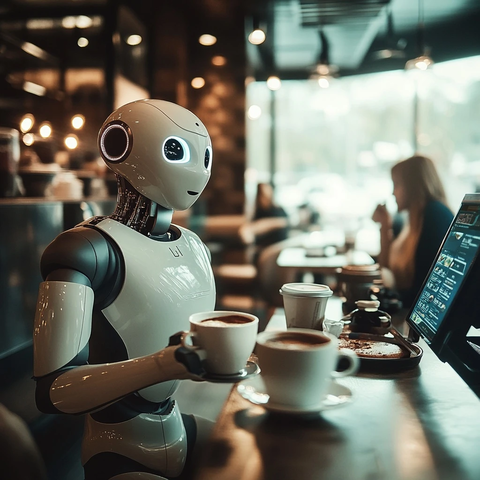 机器人咖啡店送咖啡