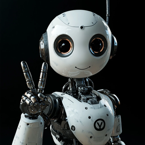 玩具机器人摆拍和平手势