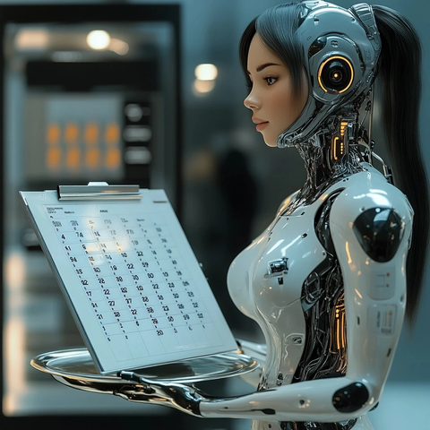 女性助手手持银盘日历