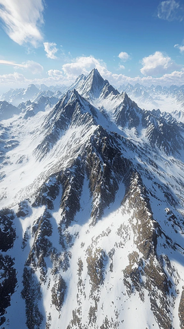 俯瞰雪山的壮阔