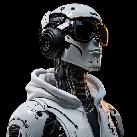 机器人戴墨镜穿连帽衫