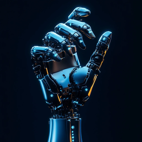 机械手臂手掌凝视镜头