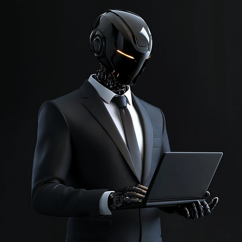 商务机器人使用笔记本电脑