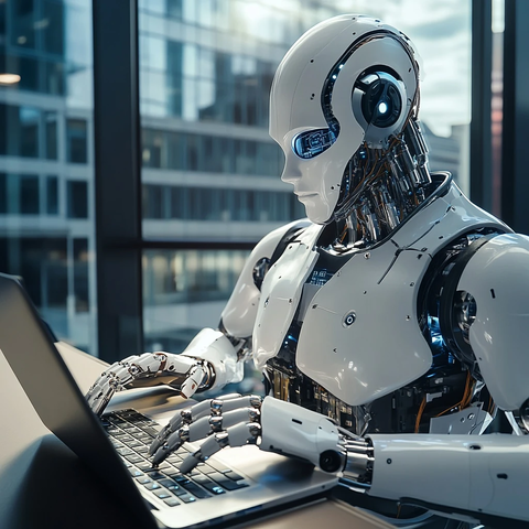 机器人西装打字办公