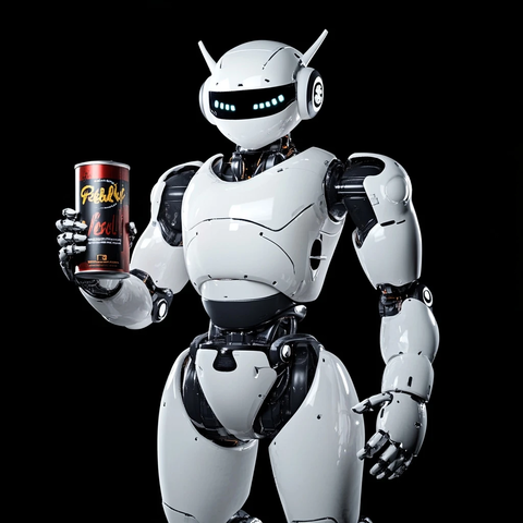 机器人手持红牛饮料