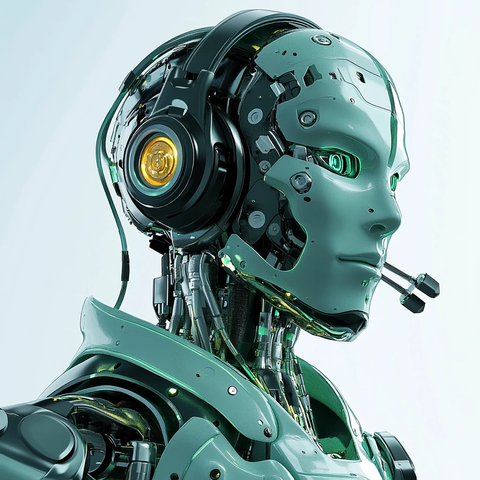 绿色机器人独自通话中