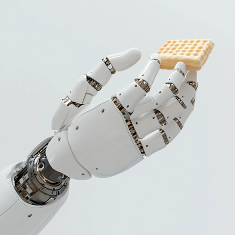 机器人手握晶圆特写