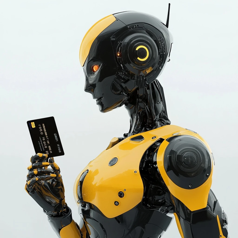 机器人手持信用卡