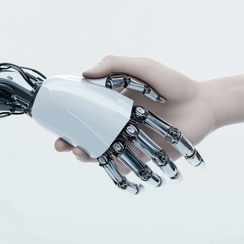 机器人手与真人手握手