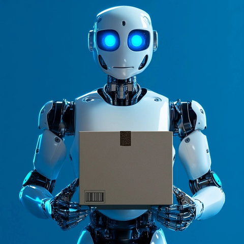 机器人蓝眼手持纸箱