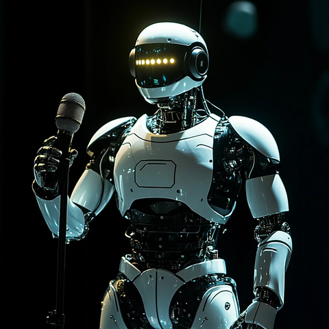 机器人手持话筒站暗环境