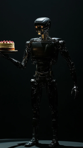 机器人手托悬浮蛋糕