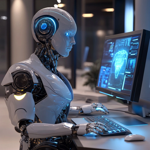 机器人电脑桌办公场景