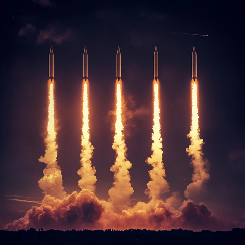 火箭升空火光尾迹