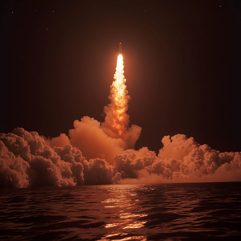 火箭升空烟尘弥漫