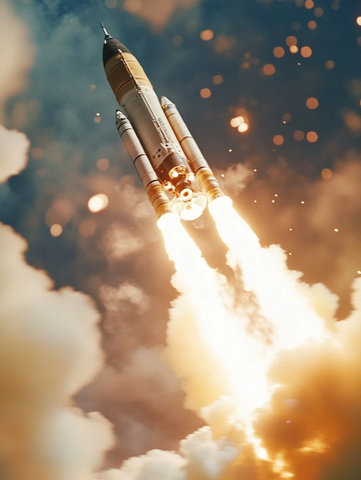 火箭升空烟火云雾