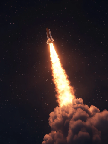 太空穿梭机夜空升空