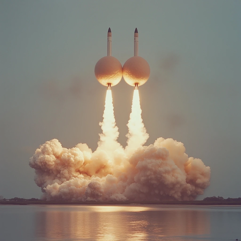 火箭发射底部悬挂双球