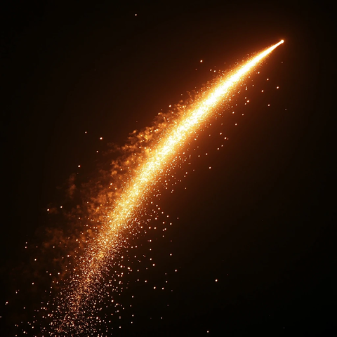 火箭夜空金色弧线