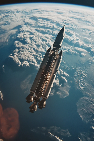 火箭穿越太空地球背景