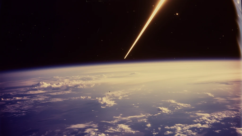 光束穿越大气层映照地球