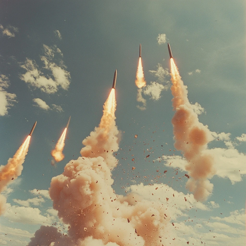 导弹发射坠落天空场景