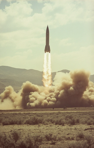 火箭发射烟雾弥漫景观