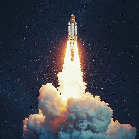 火箭升空烟云环状扩散