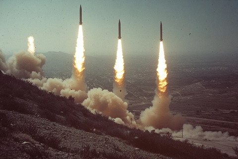 核导弹发射多重轨迹