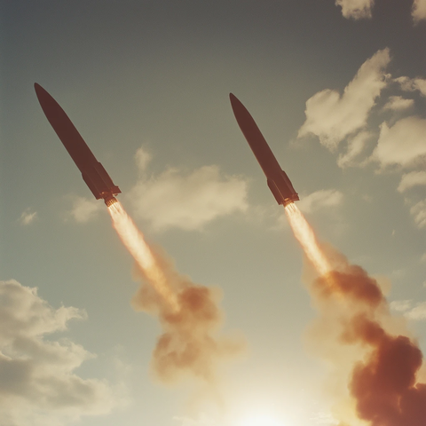 两枚导弹低空飞行