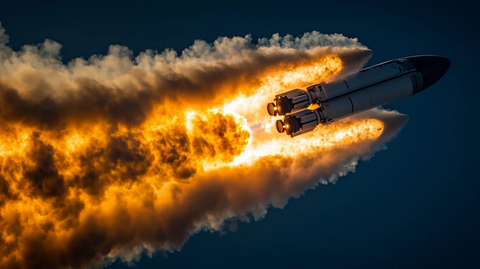 重型火箭上升火焰喷射