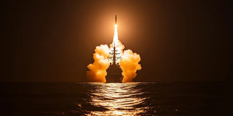 海军驱逐舰夜间发射导弹