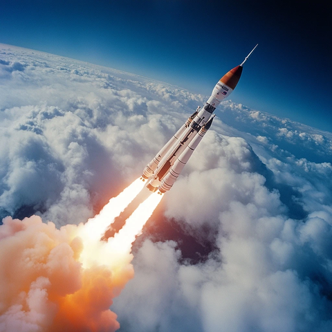 火箭升空烟火弥漫新征程