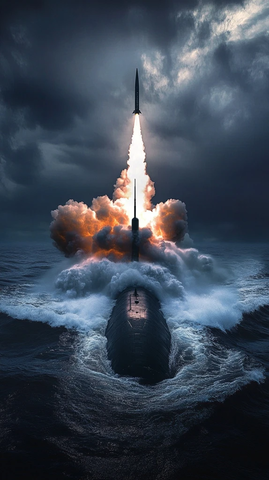 潜艇发射导弹水下航行