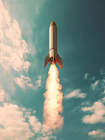 小型火箭空中飞行摄影