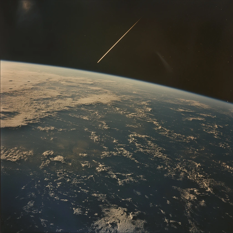 太空地球白色轨迹接近