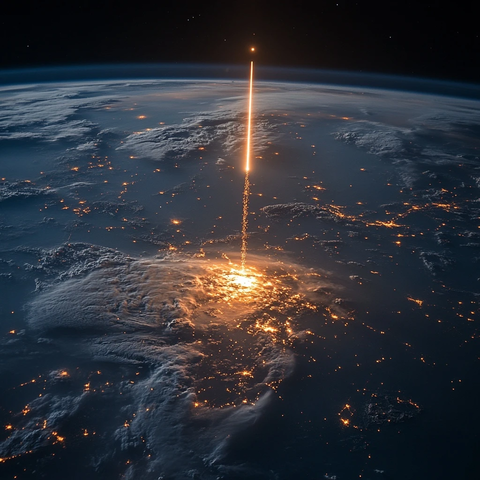 星际陨石交叉坠落画面