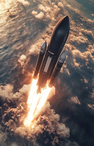 星舰发射火箭飞向天空