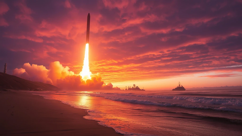 导弹发射海岸升空