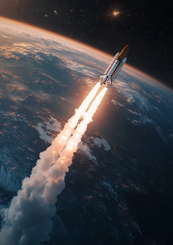 火箭升空烟雾投影